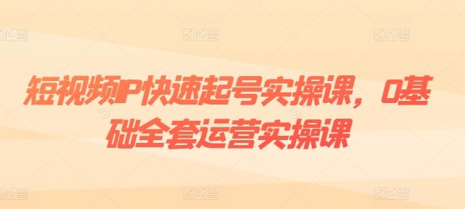 短视频IP快速起号实操课，0基础全套运营实操课，爆款内容设计+粉丝运营+内容变现-网赚项目平台