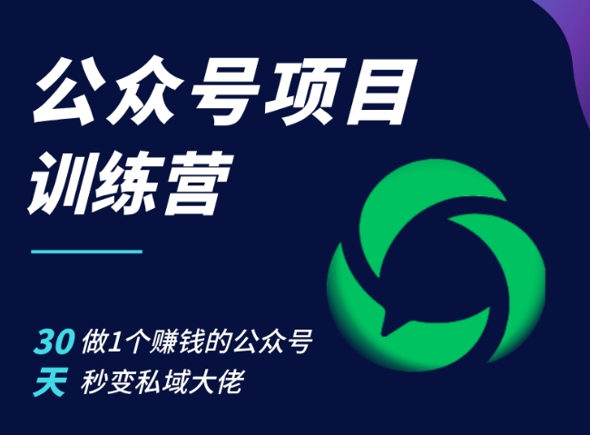 公众号项目训练营，30天做1个赚钱的公众号，秒变私域大佬-网赚项目平台