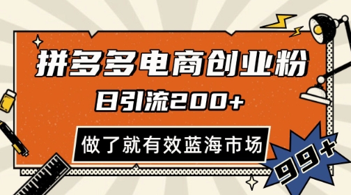 拼多多引流电商创业粉，日引200+，可矩阵放大，做了就有效【揭秘】-网赚项目平台