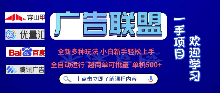 广告联盟 全新多种玩法 单机500+  全自动运行  可批量运行-网赚项目平台