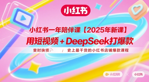 小红书一年陪伴课【2025年新课】，用短视频+deepSeek打爆款，史上最干货的小红书店铺爆款课程-网赚项目平台