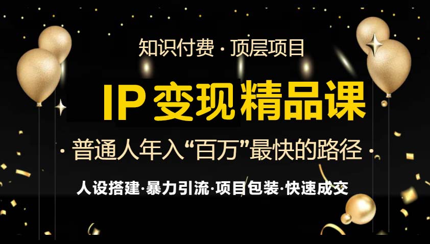IP变现最新精品课程，知识付费全流程+最强引流术+小白避坑指南-网赚项目平台
