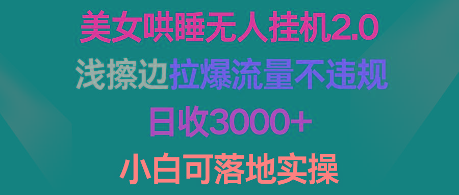 (9905期)美女哄睡无人挂机2.0，浅擦边拉爆流量不违规，日收3000+，小白可落地实操-网赚项目平台
