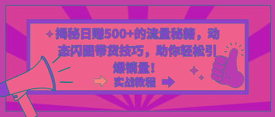 揭秘日赚500+的流量秘籍，动态闪图带货技巧，助你轻松引爆销量！-网赚项目平台