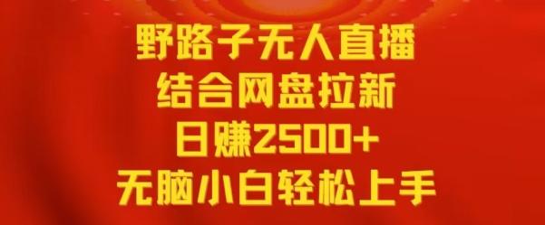 野路子无人直播结合网盘拉新，日赚2500+，小白无脑轻松上手【揭秘】-网赚项目平台